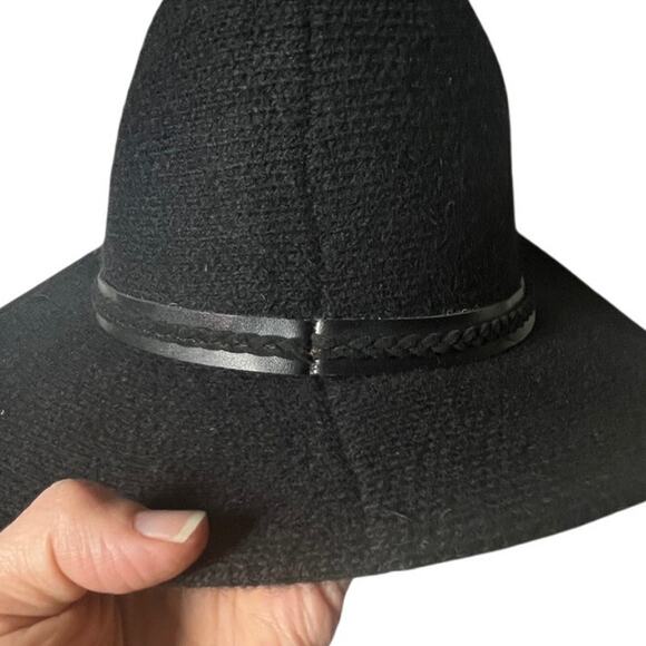 Universal Thread Black Wool Blend Fedora Hat NWT Adjustable Wide Brim - Picture 5 of 8